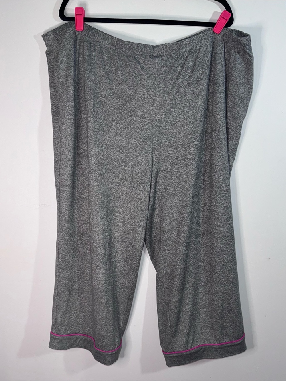 Joyspun 3X Gray Heather Capri Pajama Pants Pink Piping Plus Size 22W-24W